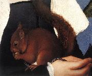 HOLBEIN, Hans the Younger Portrait of a Lady with a Squirrel and a Starling (detail) sf oil painting